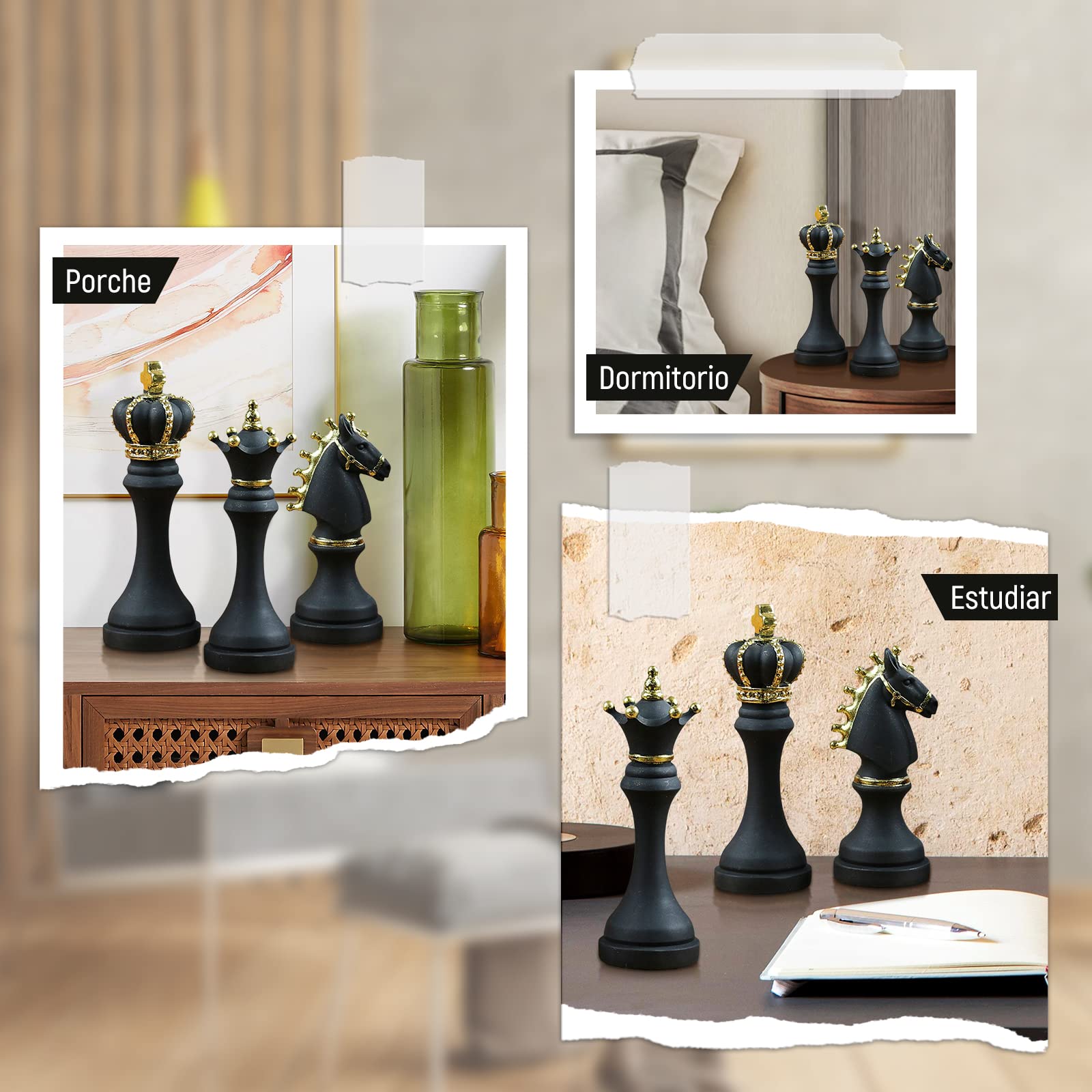 Amazon.co.jp: Fenteer 3パックチェス像の装飾デスクトップの装飾品